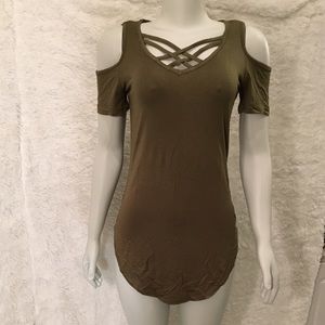Cold Shoulder Crisscrossing Top "NWT" M, L,XL